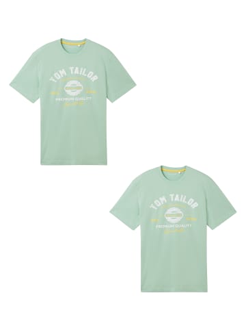 Logo T-Shirt 2-er Pack Kurzarm Set mit Logo Print in Hellgrün-2