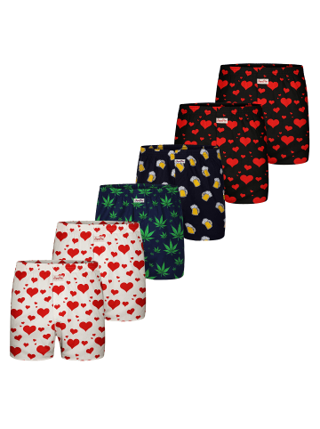 Boxer Motiv Print Mix in Herzen, Hanf, Bier