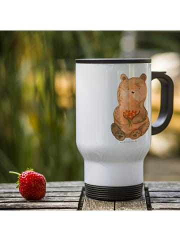 Thermosbecher Bär Dankbar ohne Spruch in Weiß