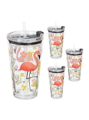 4 x Trinkglas "Flamingo" in Transparent