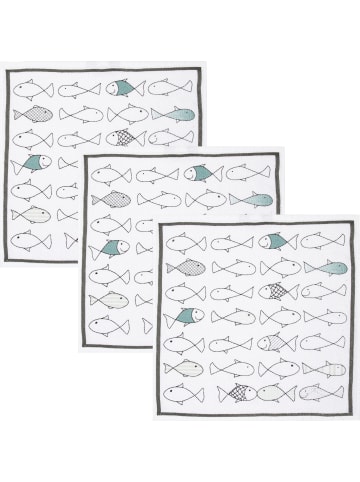 Frottier, Baumwolle Frottier-Geschirrtuch 3er-Pack Kiss Fish in hellblau