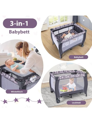 3 in 1 Beistellbett klappbar in Anthrazit