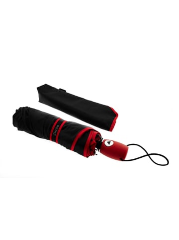 Teleskop Taschenschirm mit Schutzhülle ergonomischer Gummigriff in Rot