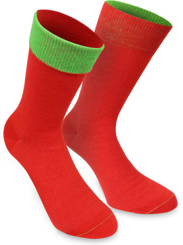 1 Paar Socken Bi-Color in Rot/Apfelgrün