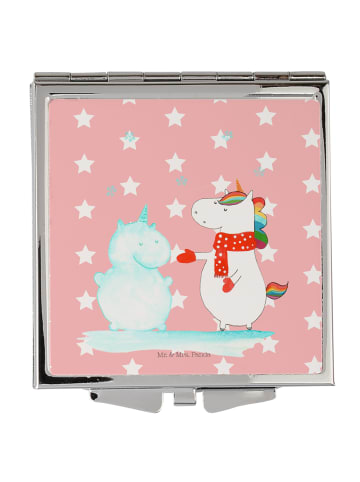Schminkspiegel Einhorn Schneemann ohne Spruch in Rot Pastell