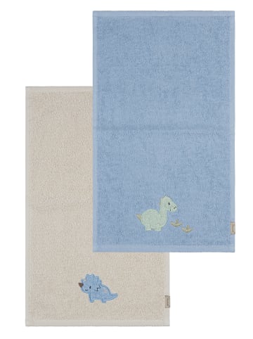 Kinderhandtuch 2er-Pack DINO Rexi in helles blau