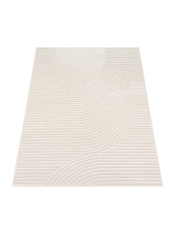 Teppich Kurzflor Struktur Wohnzimmer in Creme