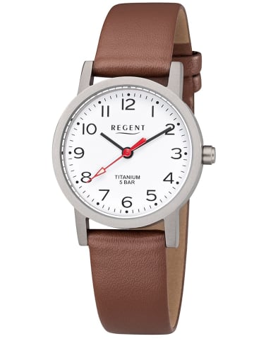 Damenuhr Titan Lederband Braun Ø 27 mm