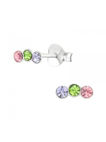 Ohrstecker KRISTALLREIHE 3 regenbogenfarben in 925 Silber - 2-tlg.