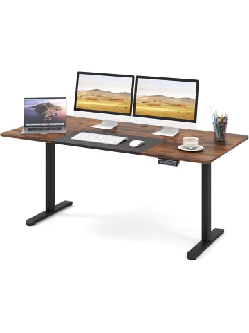 Schreibtisch elektrisch 140 x 70 cm höhenverstellbar in Braun