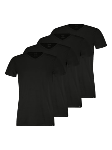 4er Pack V-Neck T-Shirts in Schwarz