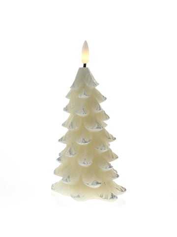LED Kerze Tannenbaum flackernd Echtwachs H: 16cm in creme