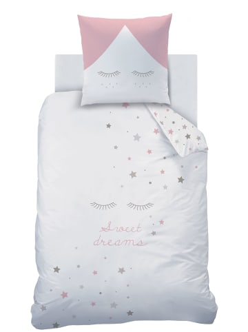 Bettwäsche-Set "Sterne Sweet Dreams" in Weiß / Rosa
