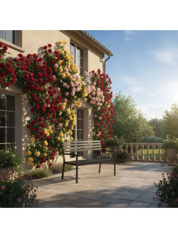 Gartenbank in Schwarz - (B)128 x (H)88 x (T)59 cm