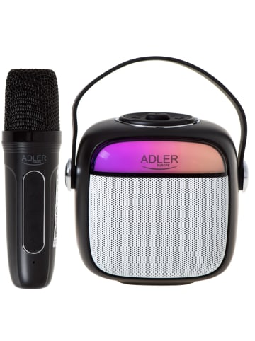 Adler AD 1199 Karaoke-Lautsprecher mit Mikrofon, Bluetooth 5.1 in Schwarz