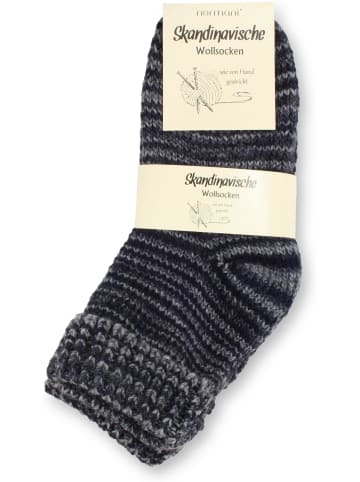 2 Paar Skandinavische Wollsocken mit Umschlag in Grau