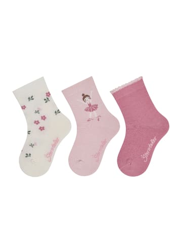 Socken 3er-Pack Blumen in ecru