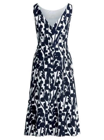 Cocktailkleid mit Print in Weiß/Dunkelblau