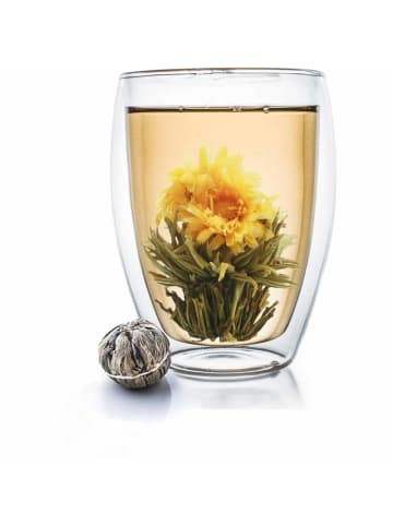 2tlg. Set:  Doppelwandglas 400ml + Teeblume, Glas