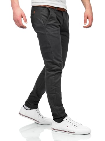 Maurelio Modriano Herren Designer Chino Stoff Hose Chinohose MM016 in Anthrazit