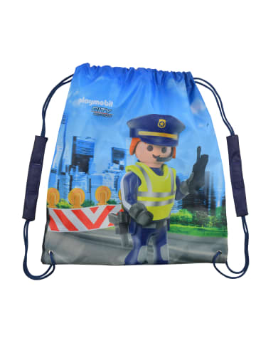 Playmobil City Action Polizei Turnbeutel mit Kordelzug 38 x 35 cm in blau