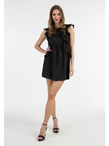 Damen Minikleid Mit Rüschen in Schwarz