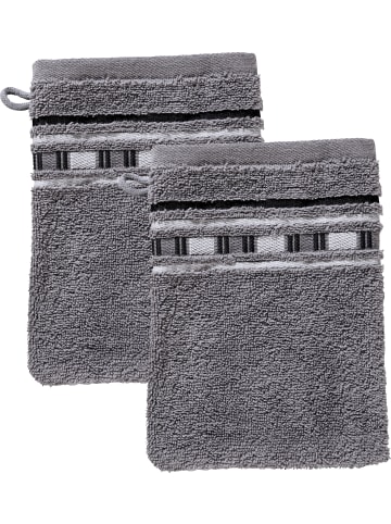 Frottier Waschhandschuh 2er-Pack Achern in grau/natur