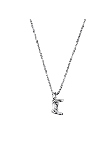 Kette mit Anhänger Edelstahl, Lack in silber