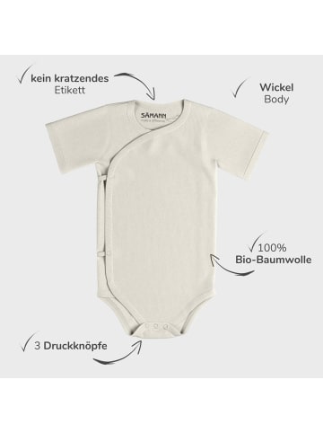 Baby Wickelbody aus 100% Bio-Baumwolle kurzarm gerippt Coconut Milk