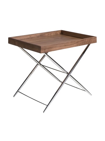 Ecktisch 2034 in Walnuss / Stahl – (B)61 x (H)51 x (T)48 cm