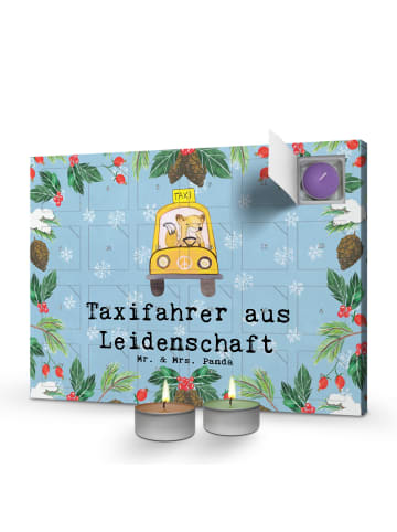 Adventskalender Taxifahrer Leidenschaft mit Spruch in Eisblau