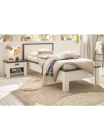 Schlafzimmer-Set 2-teilig in weiß Pinie Landhaus mit Bett 90 x 200 cm