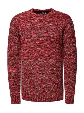 Kontrast Grobstrick Rundhals-Pullover in Rot