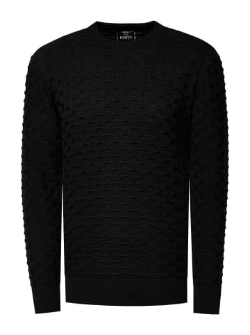 Grobstrick mit Muster Einfarbig Rundhals-Pullover in Schwarz