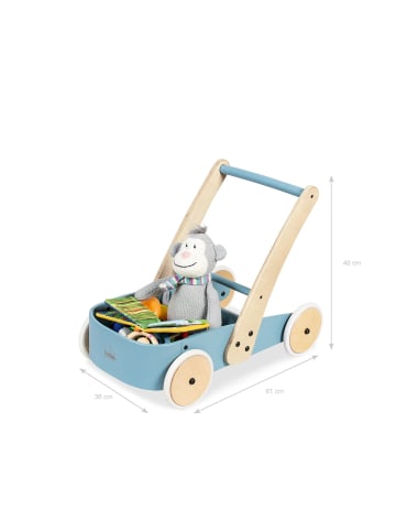 Fiete Lauflernwagen mit Bremssystem - Lauflernhilfe aus Holz in Blau