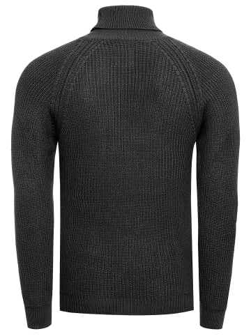 Grobstrick Slim Fit Rollkragen-Pullover in Anthrazit