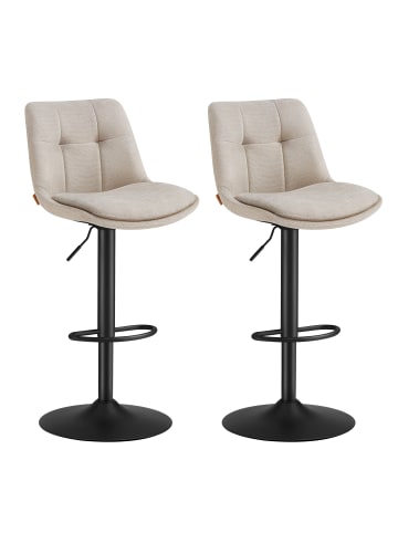 2er-Set: Barhocker in Hellbeige, Schwarz - (B)48.5 x (H)(93.5-114) x (T)43 cm