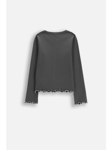 Geripptes Langarmshirt in schwarzgrau