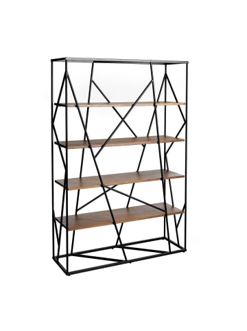 Regal 3103 in Walnuss / Schwarz – (B)120 x (H)180 x (T)38 cm