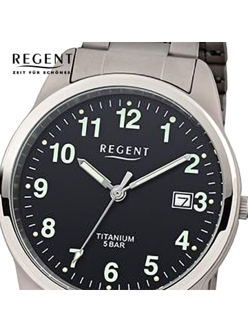 Analog-Armbanduhr Regent Titan-Uhren grau, silber mittel (ca. 36mm)