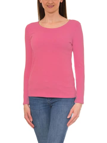 Alkato Damen Langarm Shirt mit O-Ausschnitt in altrosa