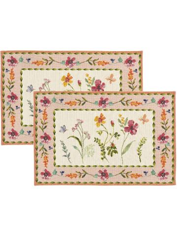 Baumwollmischung, Gewebt, Gobelin Tischset 2er-Pack Blossom garland in rot/natur
