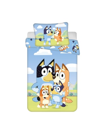 Bluey Baby Bettwäsche Set 100 × 135 cm + 40x60 cm Baumwolle in Blau