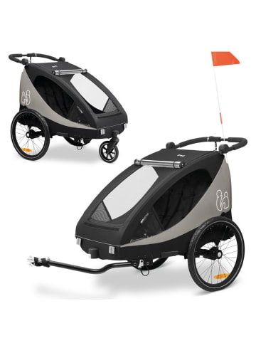 2in1 Fahrradanhänger Dryk Duo Plus für 2 in schwarz,grau