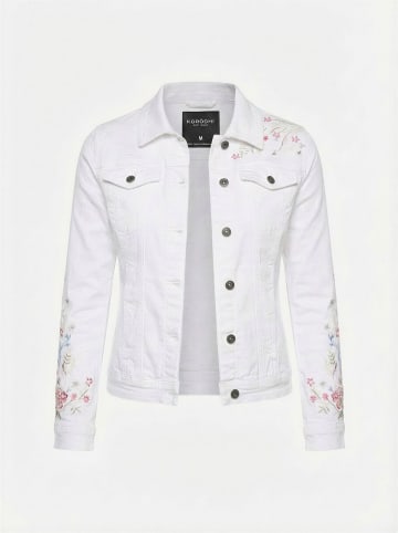 Jeansjacke mit stickdetails damen in weiß