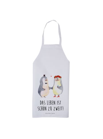 Küchenschürze Pinguin Heirat mit Spruch in Weiß