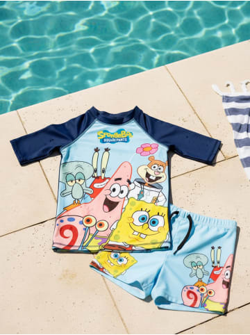 Spongebob Schwammkopf Schwimmset UV-Schutz 50 Badeanzug Zweiteiler in blau