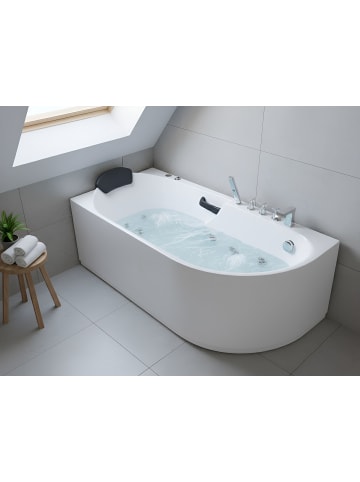5-tlg Whirlpool Badewannen SAYULA in Weiß/Silber/Schwarz rechtsseitig