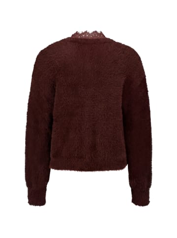 Strick-Cardigan mit Spitze in Chocolate Plum