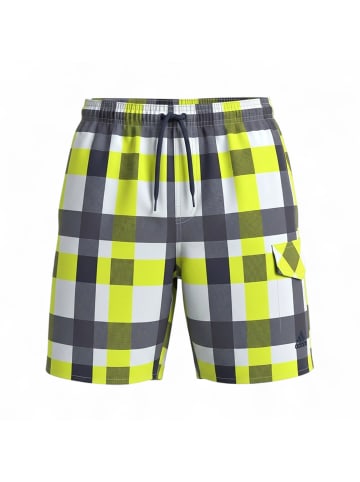 Badeshorts Y Check in Gelb/Grau/Weiß